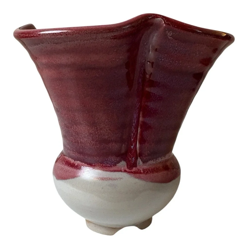 Vintage Pottery Vase/planter Signed By Berger Artisan Colorful Crafted
